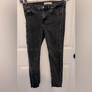 ZARA Women's Black Fringe Detail Skinny Jeans Size 4